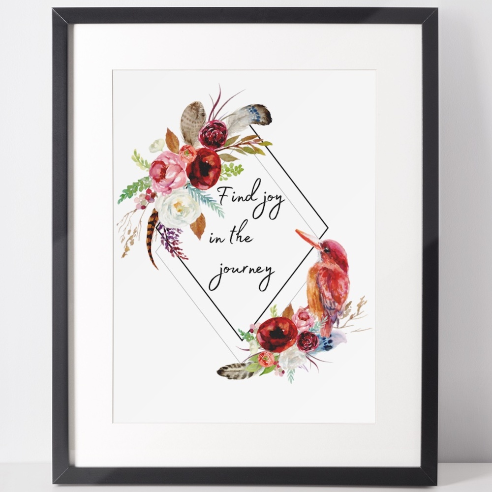Wall Art Inspirational Quote Floral Frame Print Unframed